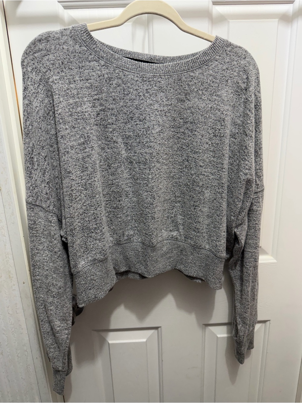Victoria's Secret Heather Gray Cropped Crewneck Sweater